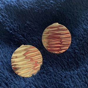 Gold Textured Round Earrings