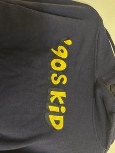 Navy Blue "90s Kid" Cropped Hoodie