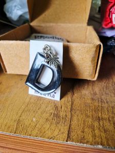 Unique D Letter keychain with Leaf Charm