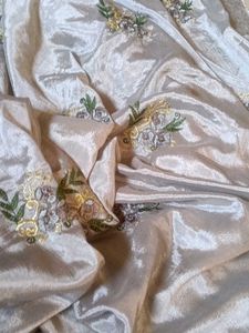 Embroidered Silk Saree. ( No blouse )