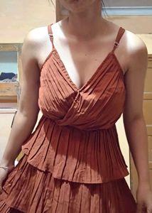 Chic Rusty Orange Tiered Dress