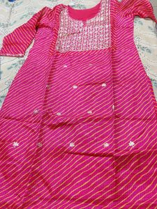 Excellent Festive Deep Rani gota Patti Kurta