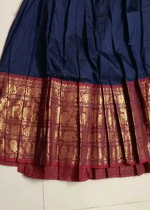 Elegant Blue Skirt with Intricate Elephant Border