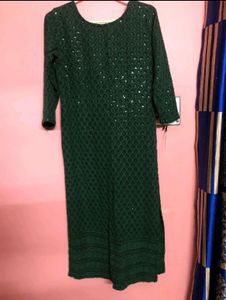 Embellished Green Kurta