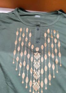 Olive Green Embroidered Tunic Top