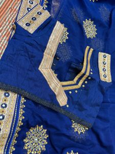 Royal Blue Embroidered Saree