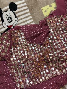 Mirror Embellished Sequin Saree