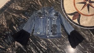 Denim Jacket with Lace Cuffs