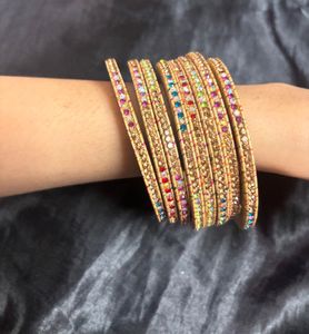 Sparkling Multicolored Stone Bangles Set (total8)