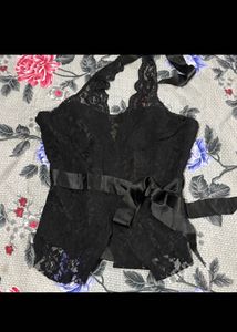 COMBO Elegant Black Lace Halter Top + Pink to