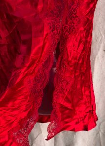 I. Lace Trim Red Cami Top