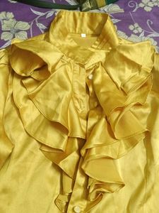 Retro Ruffle Collar Satin Blouse