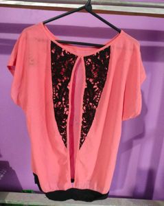 Pink Casual Half Sleeve Blouse