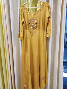 Mustard Yellow Nice Floor Length Kurti