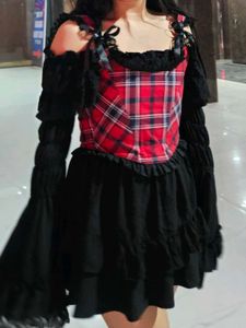 Red Plaid Corset Top