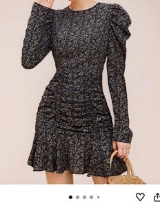 black Floral Print Dress