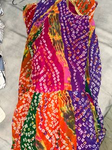 LEHERIA BANDHEJ GOWN