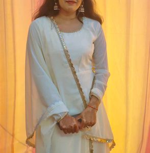 Elegant White & Gold Kurta Set