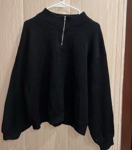 Black Half-Zip Knit Sweater
