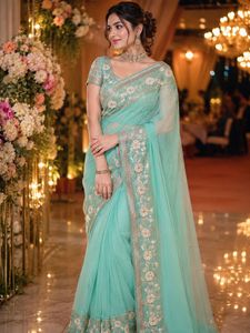 Beautiful Embellished Net Saree
