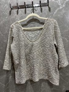 Grey Marled Top with Anchor Detail