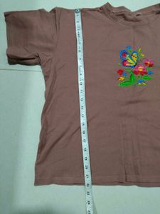 Embroidered Butterfly &amp; Flower T-Shirt