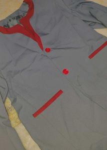 Chic Gray Blazer with Red Accents