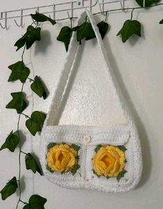 Crochet Rose Bag with Floral Detail