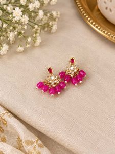 Elegant Kundan With Pink Stone & Pearl Earrings