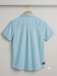 Men's Light Blue Printed Short Sleeve Shirt