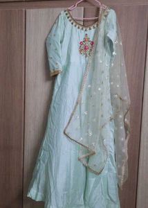 Elegant Mint Green Anarkali Gown