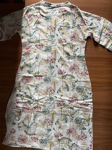 White Floral Print Kurta