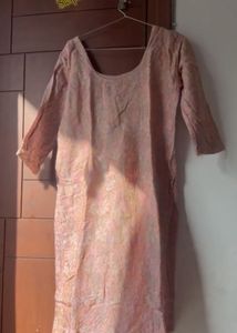 jacquard material Pink Embroidered kurta Set