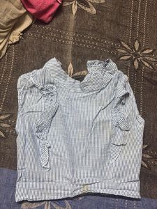 Striped Ruffle Sleeve Top