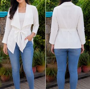 Chic White Belted Blazer Jacket