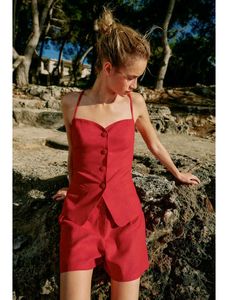 Zara Red Linen top