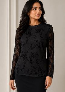 Kathy Ireland Black Lace Blouse