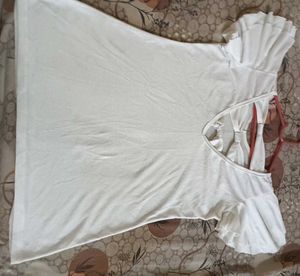 White Flutter Sleeve Top