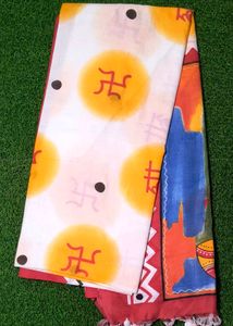 Durga Handloom Saree - White &amp; Red