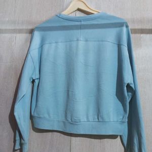 Cute Light Blue Cropped Sweatshirt