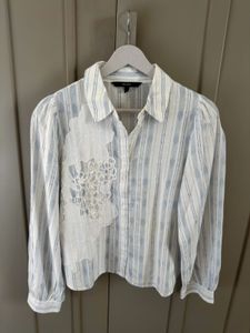 Striped Embroidered Button-Up Shirt