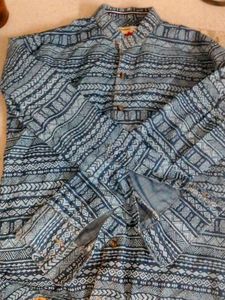Men's Blue Geometric Print Shirt