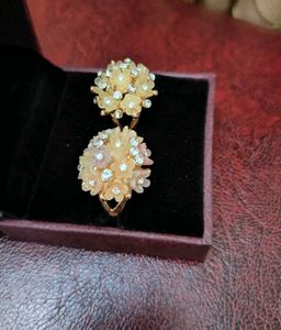 Cute Flower &amp; Crystal Ring Set