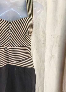 Chic Striped &amp; Black Maxi Dress