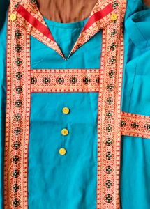 women blue cotton kurti