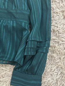 Elegant Emerald Green Striped Blouse