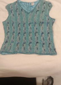 Embellished Teal Ethnic Blouse