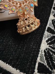 Rose Gold Sunflower Jhumka Earrings