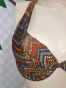 (700)Patterned Halter Bikini Top