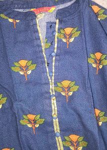 Blue Floral Print Kurta